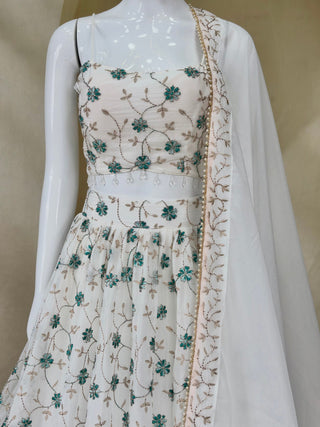White Georgette Lehenga Choli ClothsVilla