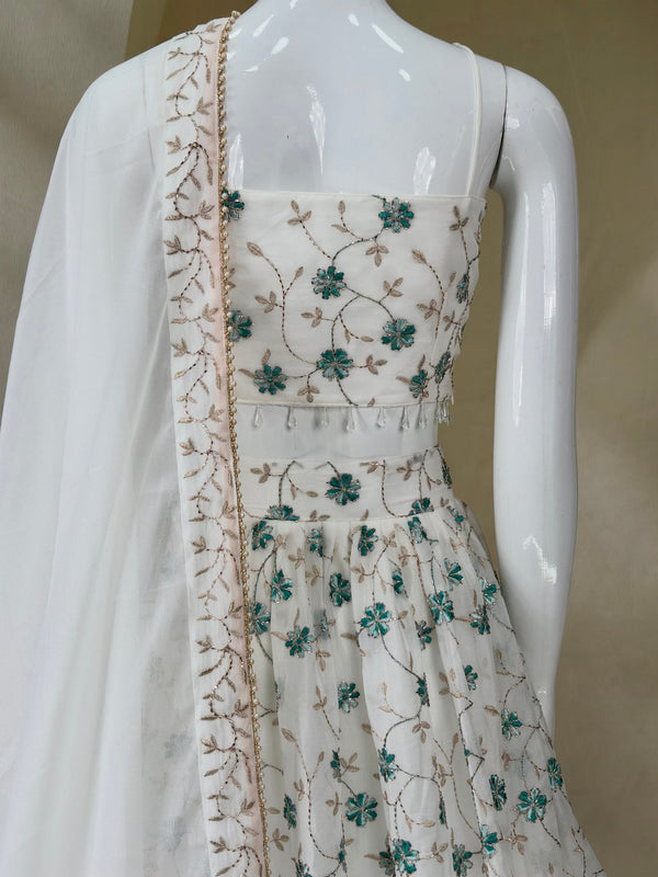White Georgette Lehenga Choli ClothsVilla