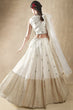 Load image into Gallery viewer, White Georgette Lehenga Set with Sequins, Jari &amp; Paper Mirror Embroidery – Semi-Stitched with Dupatta ClothsVilla