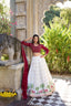 White Georgette Lehenga Set with Sequins & Thread Embroidery