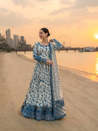 White Georgette & Organza Silk Gown ClothsVilla