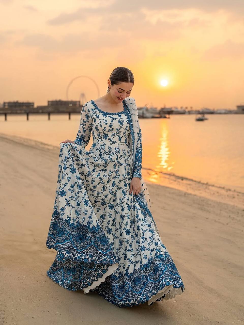 White Georgette & Organza Silk Gown ClothsVilla