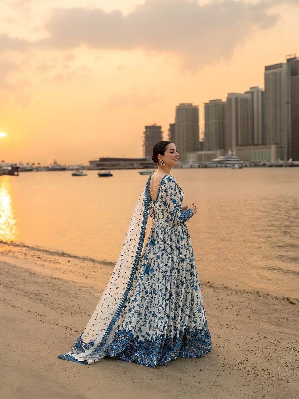 White Georgette & Organza Silk Gown ClothsVilla