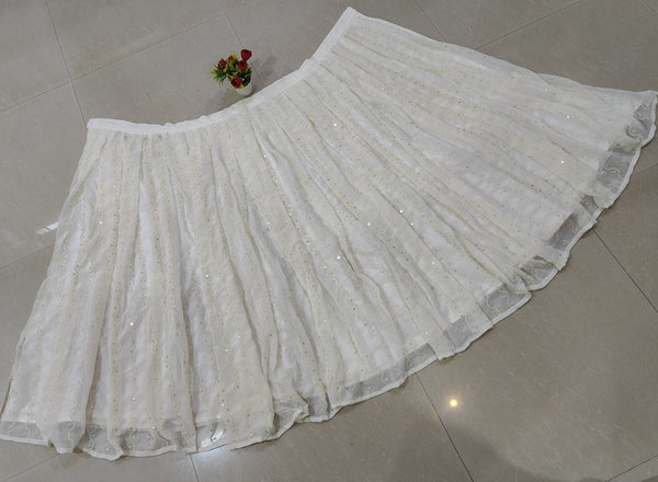White Georgette Sequin Embroidered Lehenga ClothsVilla