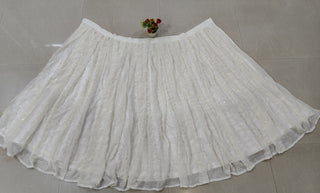 White Georgette Sequin Embroidered Lehenga ClothsVilla
