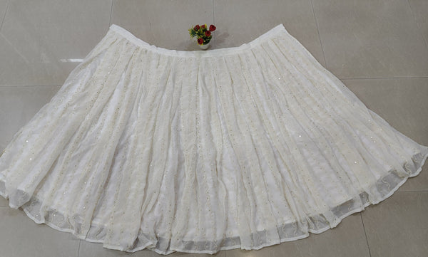 White Georgette Sequin Embroidered Lehenga ClothsVilla