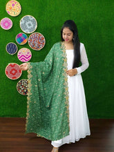 Load image into Gallery viewer, White Georgette Thousand Butti Gown with Rich Bandhej Dupatta ClothsVilla