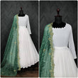 Load image into Gallery viewer, White Georgette Thousand Butti Gown with Rich Bandhej Dupatta ClothsVilla