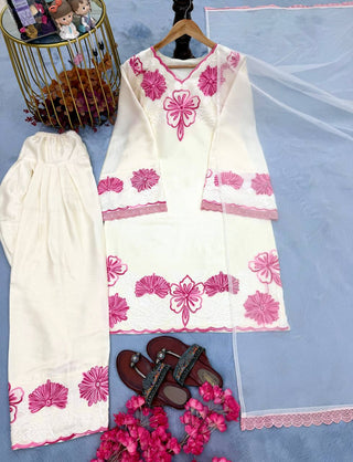 White Glass Satin Farshi Palazzo Set ClothsVilla