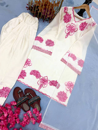 White Glass Satin Farshi Palazzo Set ClothsVilla