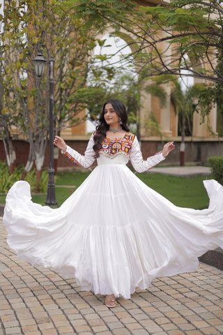White Gown with Embroidery Work ClothsVilla