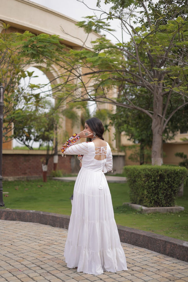 White Gown with Embroidery Work ClothsVilla