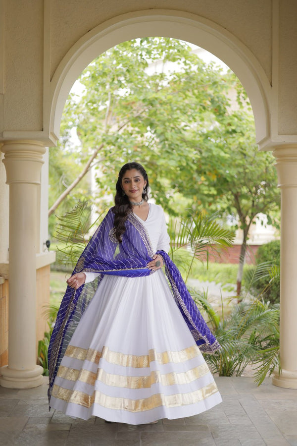 White Gown with Leheriya Dupatta ClothsVilla
