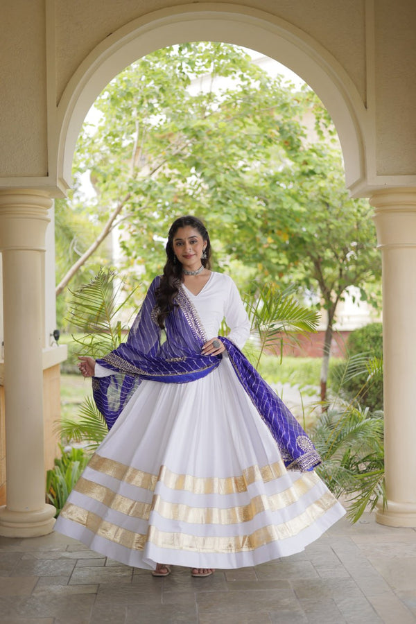 White Gown with Leheriya Dupatta ClothsVilla