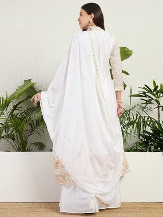 White Graceful Chinon Lehenga Set ClothsVilla