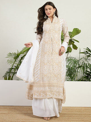 White Graceful Chinon Lehenga Set ClothsVilla