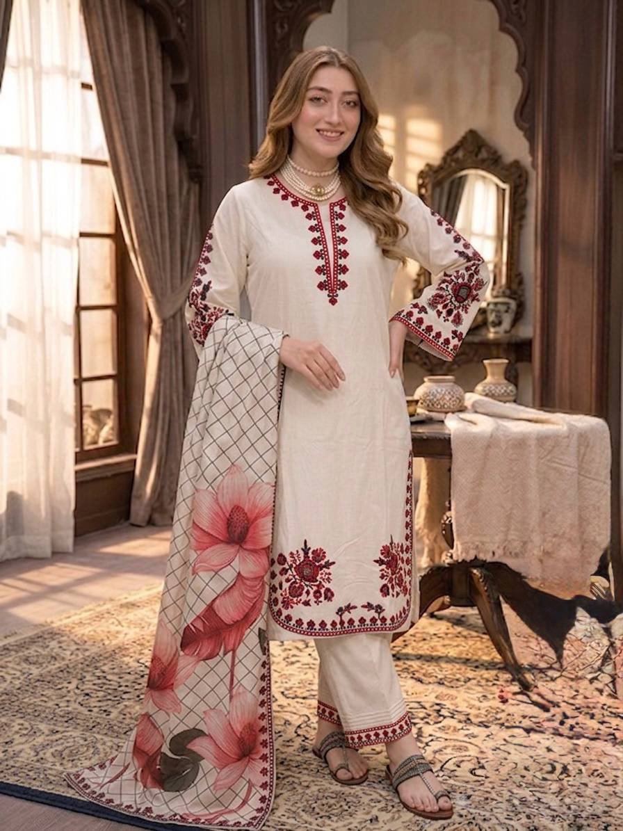 White Graceful Ethnic Satin plazzo Set ClothsVilla