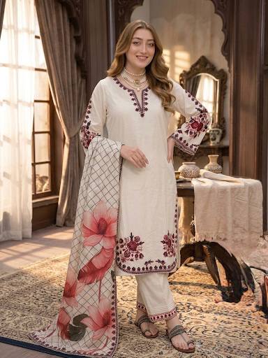White Graceful Ethnic Satin plazzo Set ClothsVilla