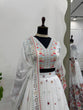 Load image into Gallery viewer, White Graceful Faux Georgette Lehenga Choli Set with Sequin &amp; Thread Embroidery ClothsVilla