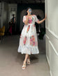 Load image into Gallery viewer, White Graceful Floral Georgette Frock – Ethnic Summer Collection