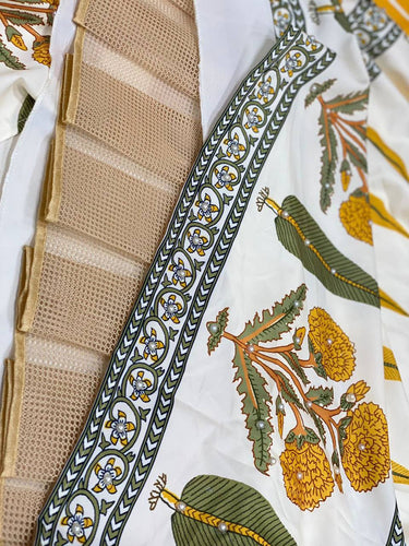 White Graceful Soft Silk Printed Lehenga Set with Pearl Detailing & Dupatta ClothsVilla