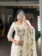Load image into Gallery viewer, Off White Graceful Vichitra Silk Ensemble – A Perfect Fusion of Classic Elegance &amp; Modern Flair