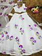 Load image into Gallery viewer, White Hand-Painted Organza Silk Lehenga Set ClothsVilla