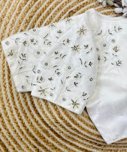 Load image into Gallery viewer, White Handcrafted Jilmil Silk Blouse with Intricate Embroidery ClothsVilla