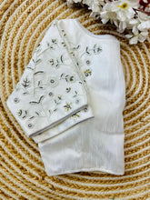 Load image into Gallery viewer, White Handcrafted Jilmil Silk Blouse with Intricate Embroidery ClothsVilla