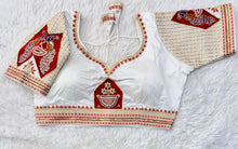 Load image into Gallery viewer, White Handcrafted Sequined Blouse in Dilkush Silk ClothsVilla