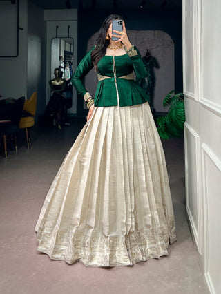 White Kanchipuram Lehenga Set ClothsVilla