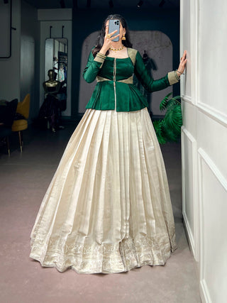 White Kanchipuram Lehenga Set ClothsVilla