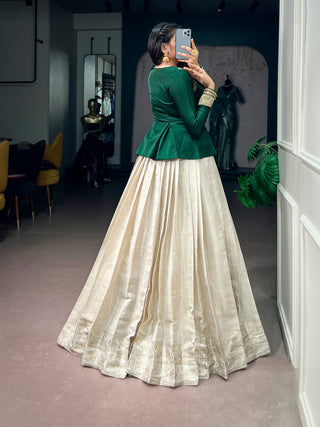 White Kanchipuram Lehenga Set ClothsVilla