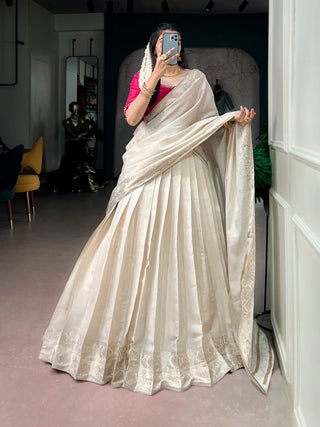White Kanjivaram Lehenga Choli Set ClothsVilla