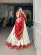 Load image into Gallery viewer, Alluring Festive White Lehenga Choli with Lucknowi Sequin &amp; Paithani Zari Work ClothsVilla