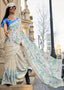 White Luxurious Satin Crepe Saree – Elegance with a Graceful Drape ClothsVilla