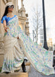 Load image into Gallery viewer, White Luxurious Satin Crepe Saree – Elegance with a Graceful Drape ClothsVilla