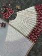 Load image into Gallery viewer, White &amp; Maroon Glamorous Jequrd Semi-Stitched Lehenga Set with Sequins &amp; Coding Work ClothsVilla