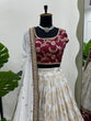 Load image into Gallery viewer, White &amp; Maroon Glamorous Jequrd Semi-Stitched Lehenga Set with Sequins &amp; Coding Work ClothsVilla