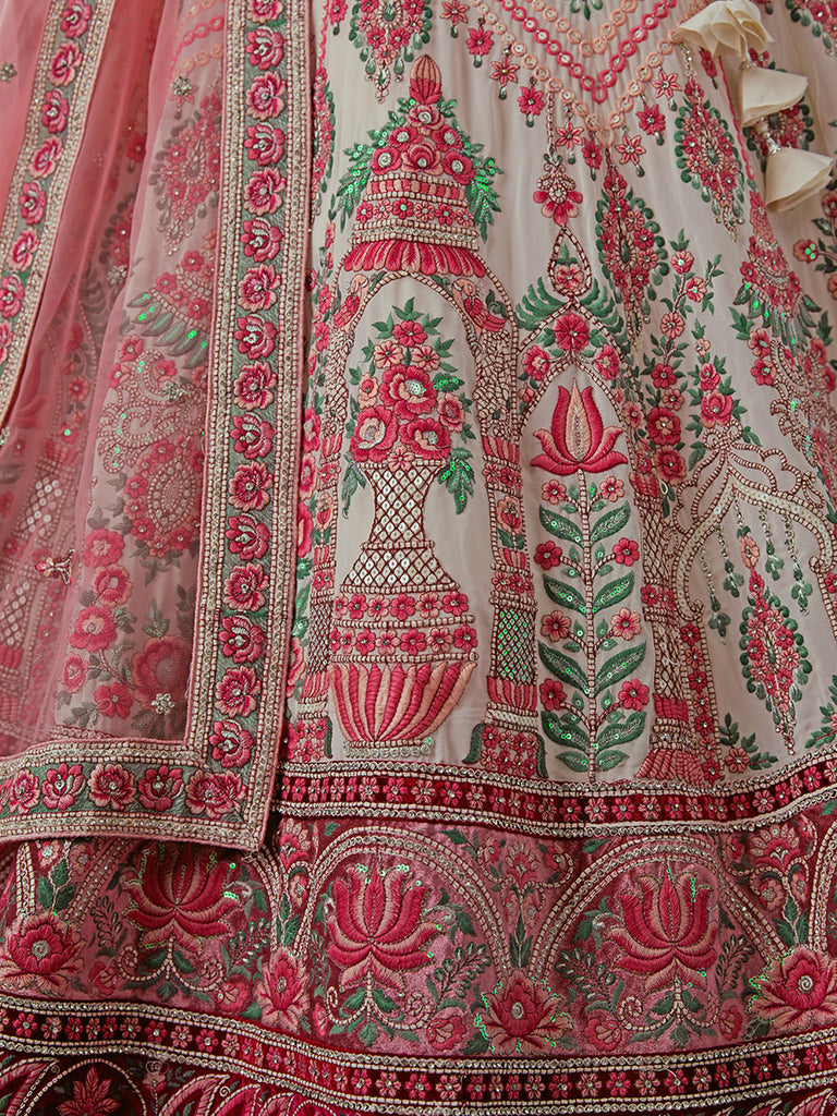 White Net Lehenga Choli Set with Thread & Sequin Embellishments ClothsVilla