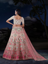 Load image into Gallery viewer, White Net Lehenga Choli Set with Thread &amp; Sequin Embellishments ClothsVilla