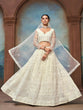 Load image into Gallery viewer, White Net Zari &amp; Sequin Embroidered Semi-Stitched Lehenga Choli with Matching Net Embroidered Dupatta ClothsVilla