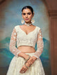 Load image into Gallery viewer, White Net Zari &amp; Sequin Embroidered Semi-Stitched Lehenga Choli with Matching Net Embroidered Dupatta ClothsVilla