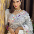 Load image into Gallery viewer, White Organza Saree with Vibrant 6-Color Thread Embroidery – Paired with Elegant White Silk Blouse ClothsVilla