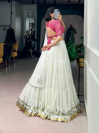 White Party Wear Lehenga Set ClothsVilla