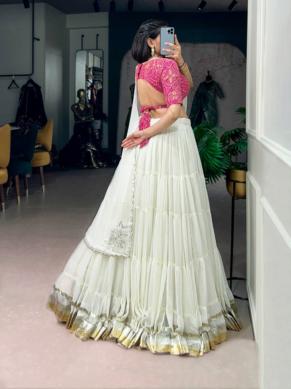 White Party Wear Lehenga Set ClothsVilla