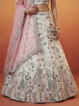 Organza Swarovski stones Embroidered Lehenga Choli with Dupatta Clothsvilla