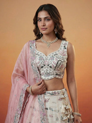 Organza Swarovski stones Embroidered Lehenga Choli with Dupatta Clothsvilla