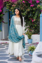 Load image into Gallery viewer, White Premium Designer Fancy Anarkali Gown Set Clothsvilla