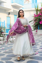 Load image into Gallery viewer, White Premium Designer Fancy Anarkali Gown Set Clothsvilla